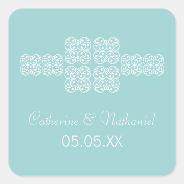 Aqua Bohemisch Chic Wedding Stickers (Vorderseite)