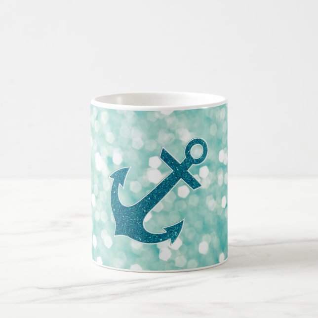 Aqua Bokeh SeeGlitzer-Anker Tasse (Mittel)