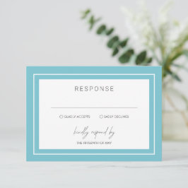 Aqua Bold Border Moderne Hochzeit RSVP Karte