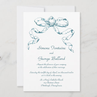 Aqua Bow Swag Wedding Einladung
