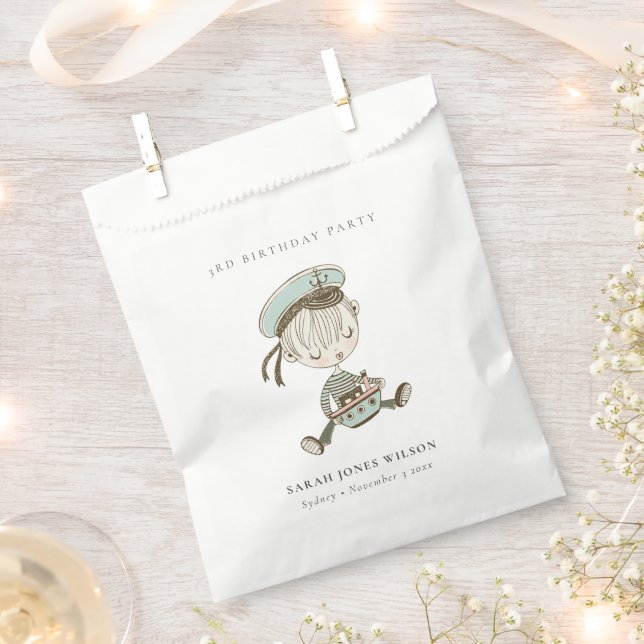 Aqua Boys Little Sailor Nautic jedes Alter Geburts Geschenktütchen (Ausgeschnitten)