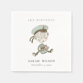 Aqua Boys Little Sailor Nautic jedes Alter Geburts Serviette