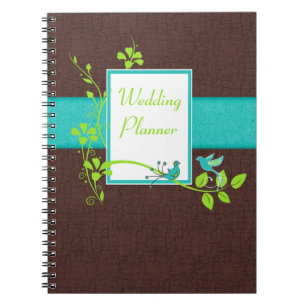 Aqua Brown Green White Wedding Planner Notebook Notizblock