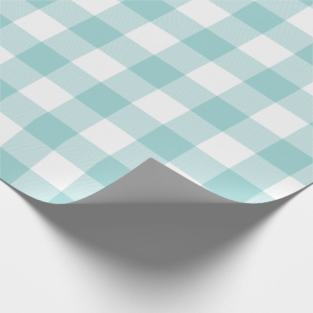 Aqua-Büffel-Karo-Muster Geschenkpapier (Ecke)