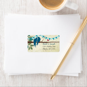 Aqua Bunting Vintag Love Birds Adressaufkleber