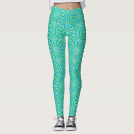 Aqua Burst Geometric Nahtloses Muster Leggings