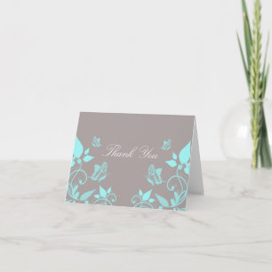Aqua Butterfly Floral Danke Karte
