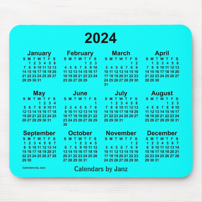 Aqua Calendar 2024 von Janz Mouse Pad Mousepad (Vorne)