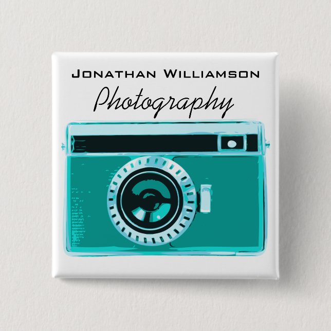 Aqua Camera Fotografy Business Button (Vorderseite)