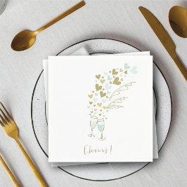 Aqua Champagne Cheers Verlobung Wedding Party Serviette