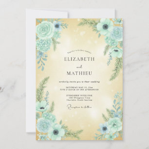 Aqua Champagner Anemone Hochzeit Einladung