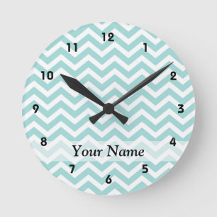 Aqua  chevron pattern runde wanduhr