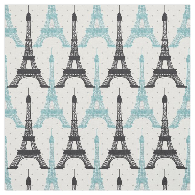 Aqua Chic Eiffel Tower Pattern Stoff (Muster)