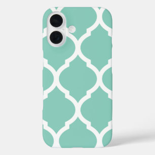 Aqua Chic marokkanisches Gittermuster iPhone 16 Hülle