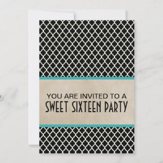 Aqua Chic Quarto Sweet 16 Einladung