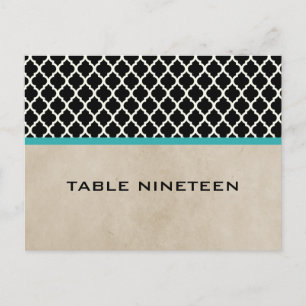 Aqua Chic Quarto Tischnummer Postkarte