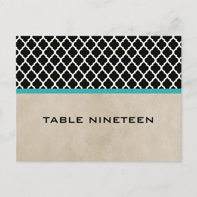 Aqua Chic Quarto Tischnummer Postkarte (Vorderseite)
