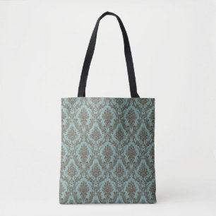 Aqua Chocolate Damask