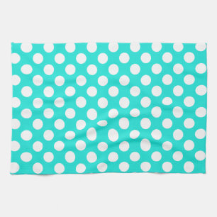 Aqua Color Polka Dots Geschirrtuch