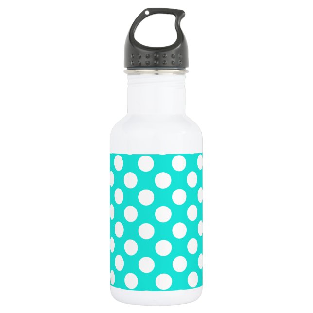 Aqua Color Polka Dots Trinkflasche (Vorderseite)