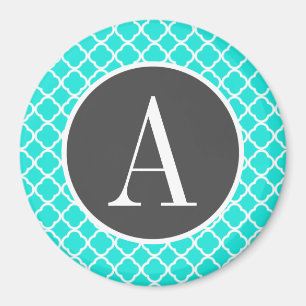 Aqua Color Turquoise Quatrefoil Magnet