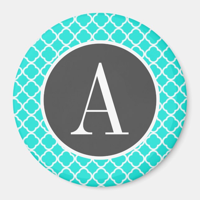 Aqua Color Turquoise Quatrefoil Magnet (Vorne)
