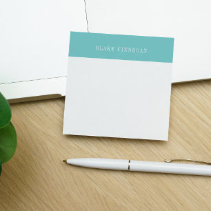 Aqua Colorblock Border   PERSONALISIERT Post-it Klebezettel