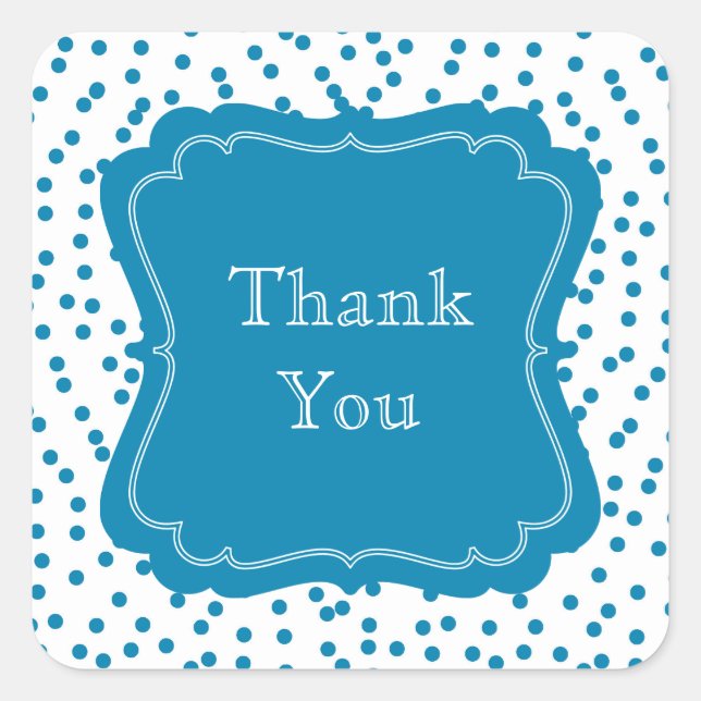 Aqua Confetti Dots Quadratischer Aufkleber (Vorderseite)