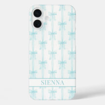 Aqua Coquette Schleifen gestreifte Monogramm