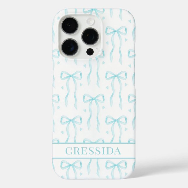 Aqua Coquette Schleifen Monogramm Case-Mate iPhone Hülle (Rückseite)