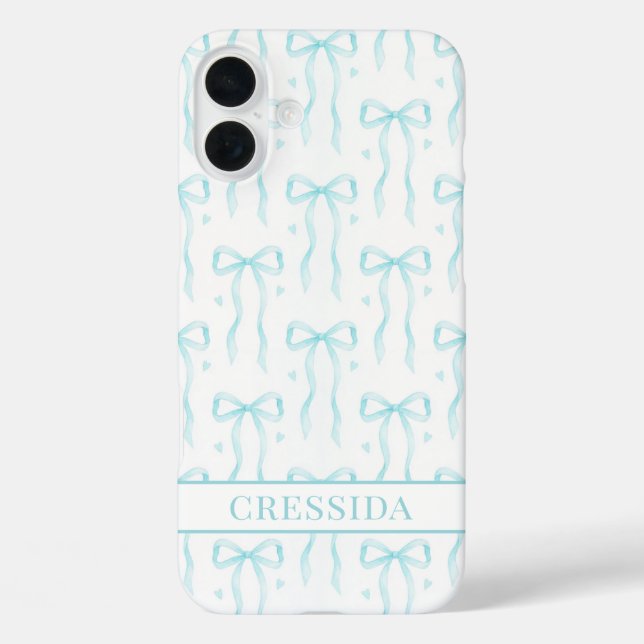 Aqua Coquette Schleifen Monogramm Case-Mate iPhone Hülle (Rückseite)