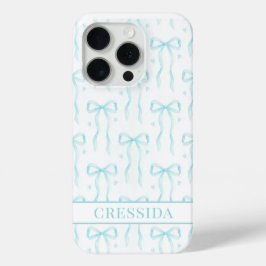 Aqua Coquette Schleifen Monogramm Case-Mate iPhone Hülle