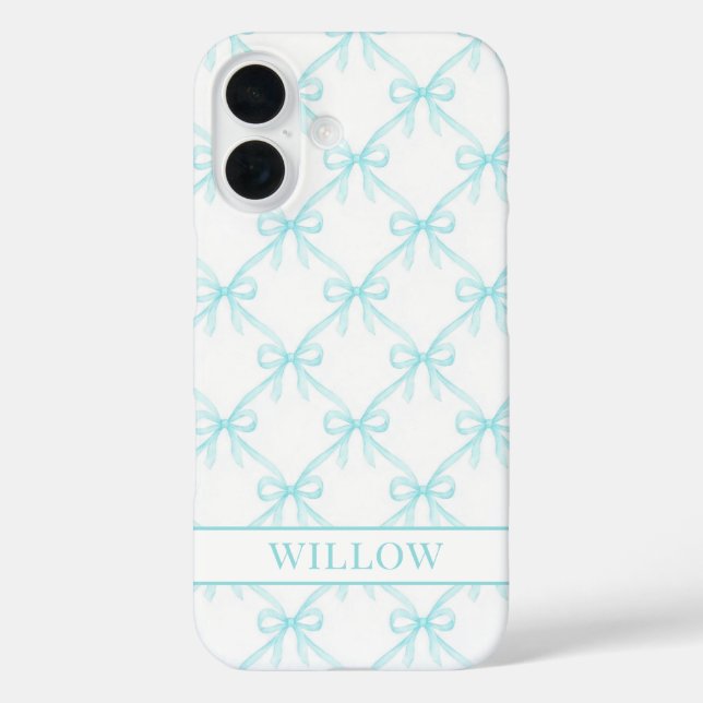 Aqua Coquette Wasserfarben-Schleifen Case-Mate iPhone Hülle (Rückseite)