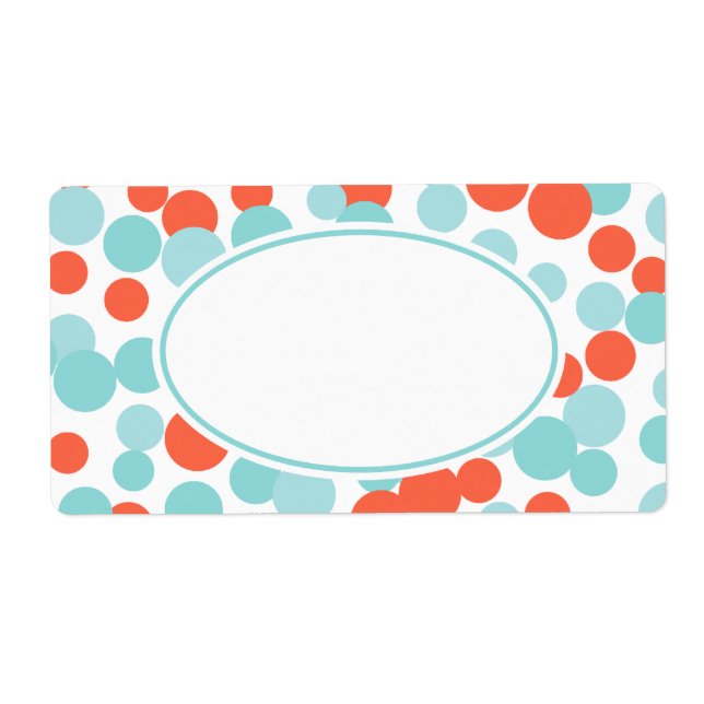 Aqua Coral Dots Labels (Vorne)