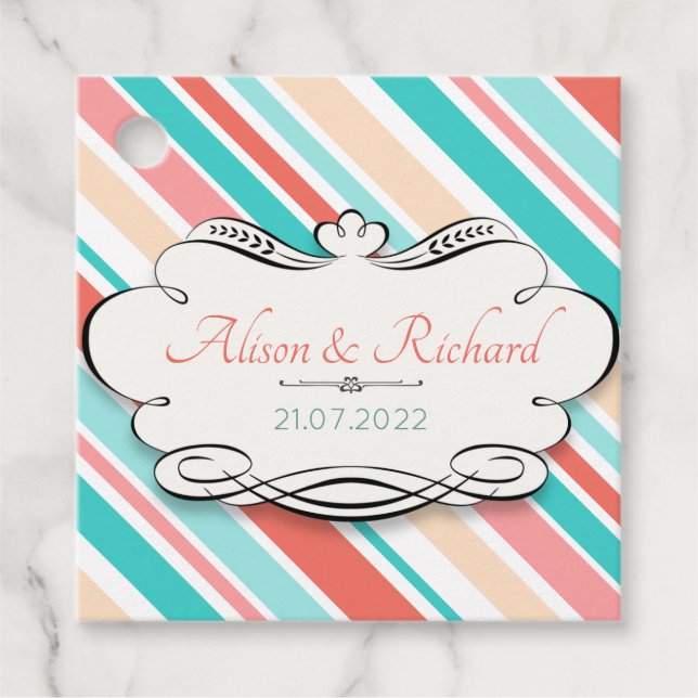 Aqua & Coral Geschenkanhänger (Vorderseite)