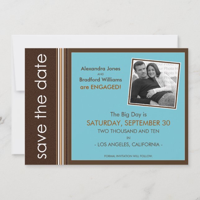 Aqua-Coral Moderne, gesprenkelte Textur Save the D Date (Vorderseite)
