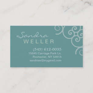 Aqua Corner Swirl Design - Personal Business Card Visitenkarte