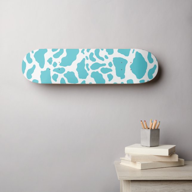 Aqua Cow wirbelt Tierdruckmuster Skateboard (Wandkunst (Horz))