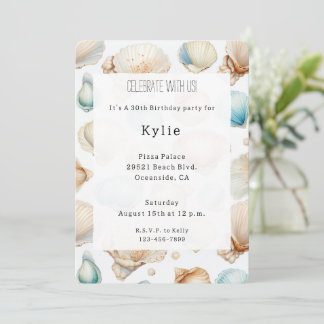 Aqua Cream Beach Muscheln Geburtstag Einladung