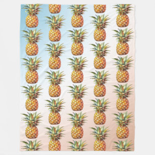 Aqua Cream Happy Tropical Pineapse Fleecedecke