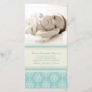 Aqua-Creme danken Ihnen Baby-Duschen-Foto-Karten Dankeskarte