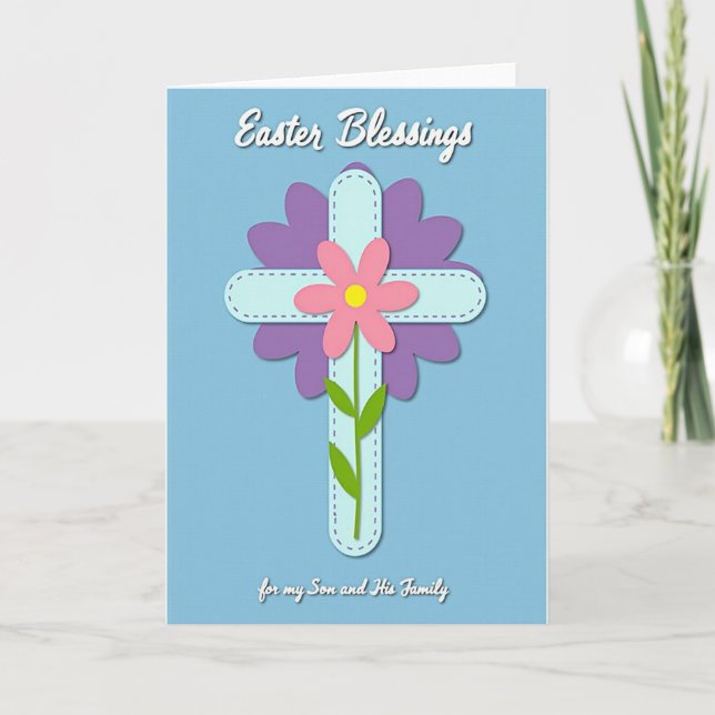 Aqua Cross Easter Wishes Card Karte (Vorderseite)