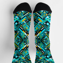 Aqua Cubistic Style Socken