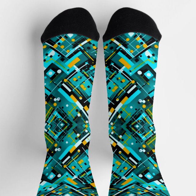 Aqua Cubistic Style Socken (Oben)