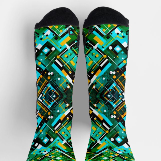 Aqua Cubistic Style Socken (Oben)