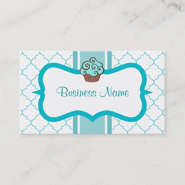 Aqua Cupcake Business Card Visitenkarte (Vorderseite)
