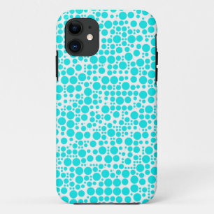 Aqua (Cyan) Punkte auf weißem Hintergrund Case-Mate iPhone Hülle