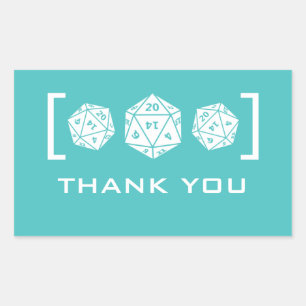 Aqua D20 Dice Gamer Danke Stickers
