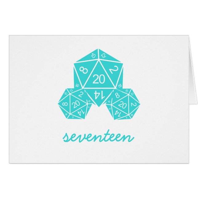 Aqua D20 Dice Tischnummer Card (Vorderseite (Horizontal))