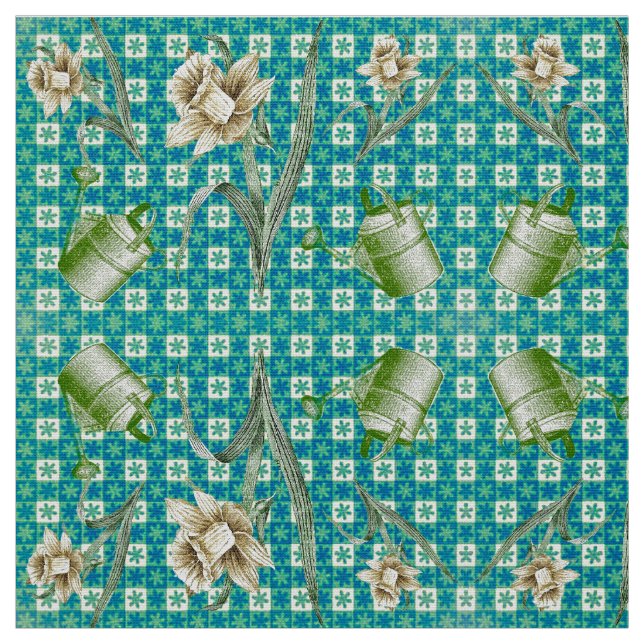 Aqua Daffidols Fabric Stoff (Muster)